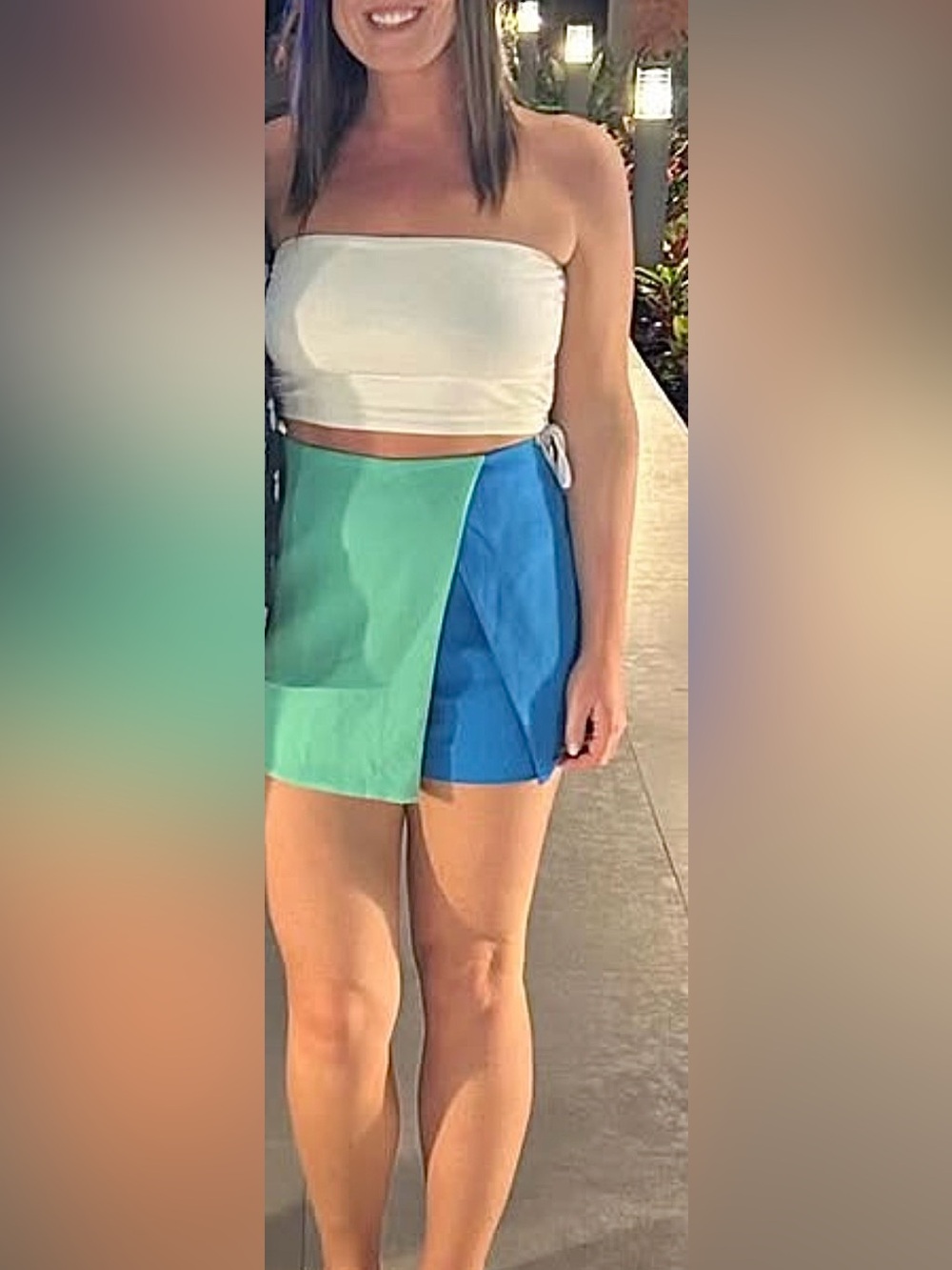 DO+BE Green and Blue Colorblock Wrap Skort